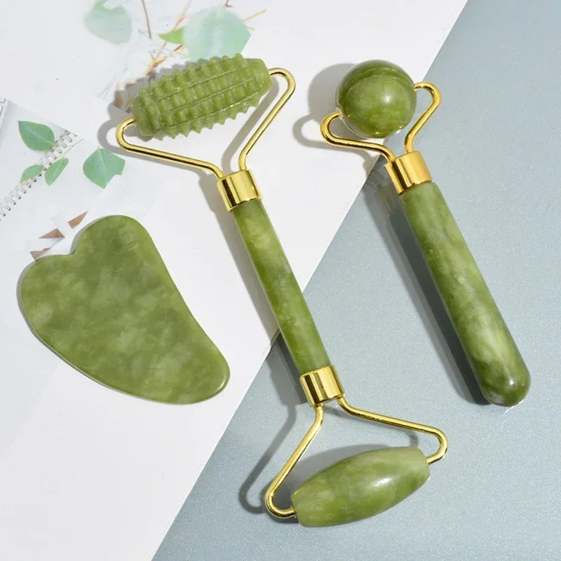 Natural Jade Roller Gua Sha Set