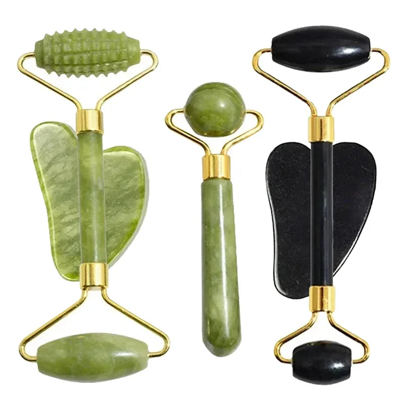 Natural Jade Roller Gua Sha Set